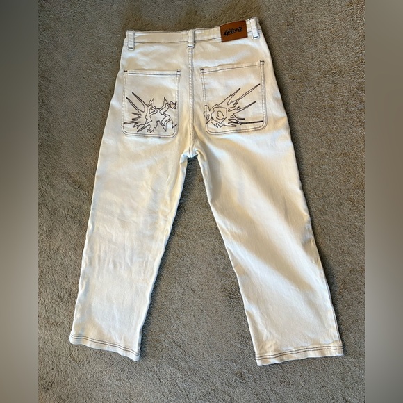 PSYCO Cream Baggy Skateboard Jeans size Small 32 26 100% Cotton